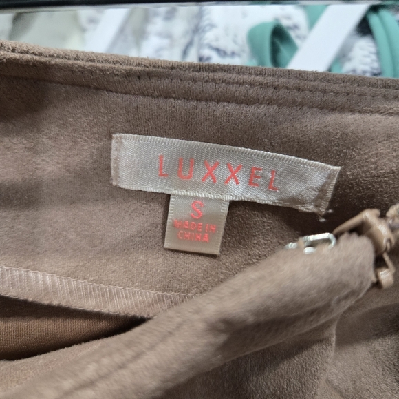 Luxxel Women's Tan Suede Skirt With Corset Tie Up Detail Size Small - Picture 4 of 4